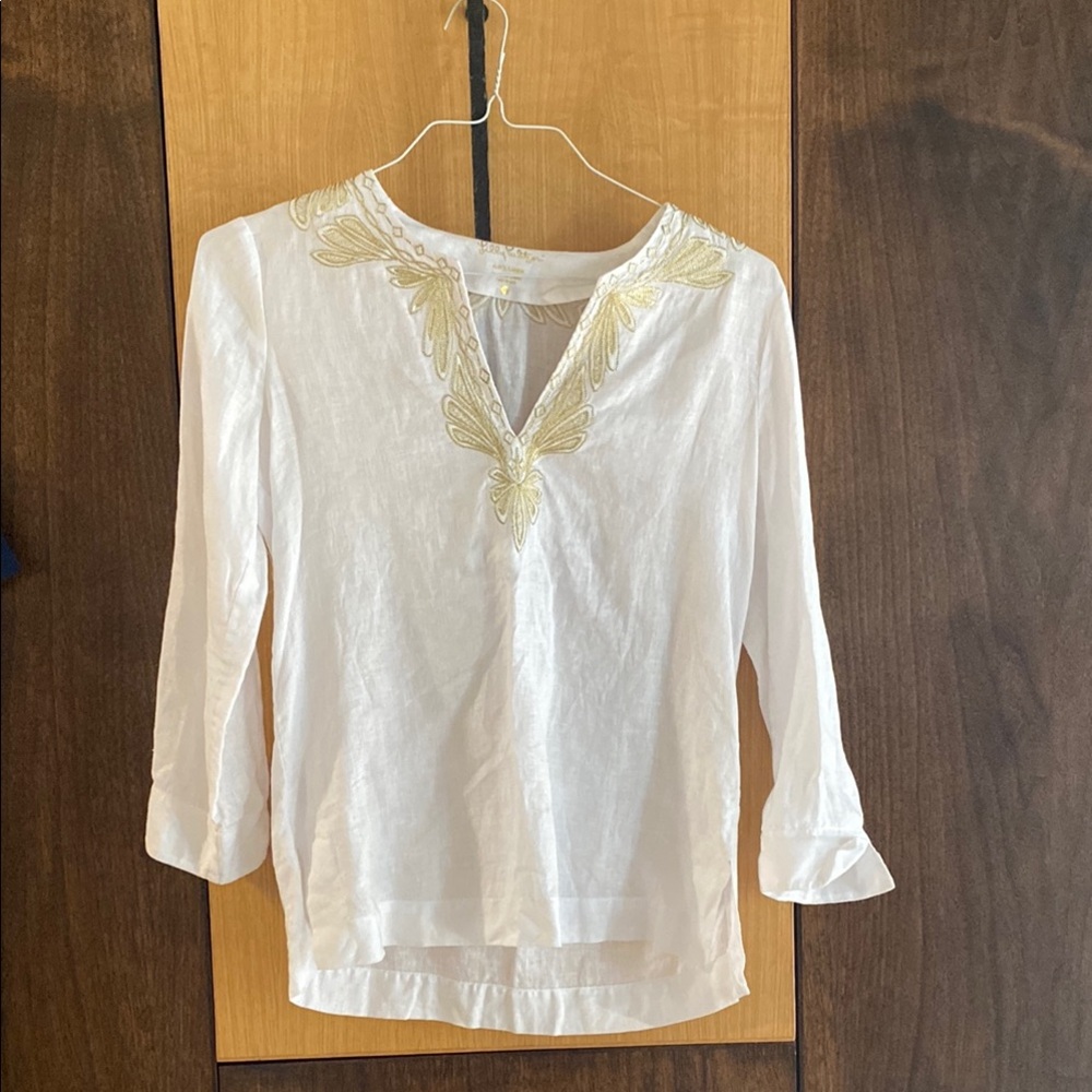 White Embroidered Women's Top